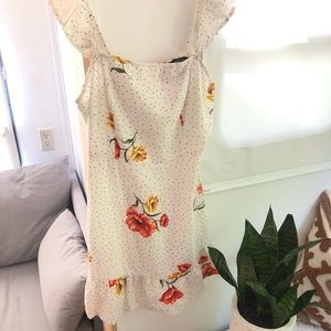Forever 21 White Linen Floral Mini Dress